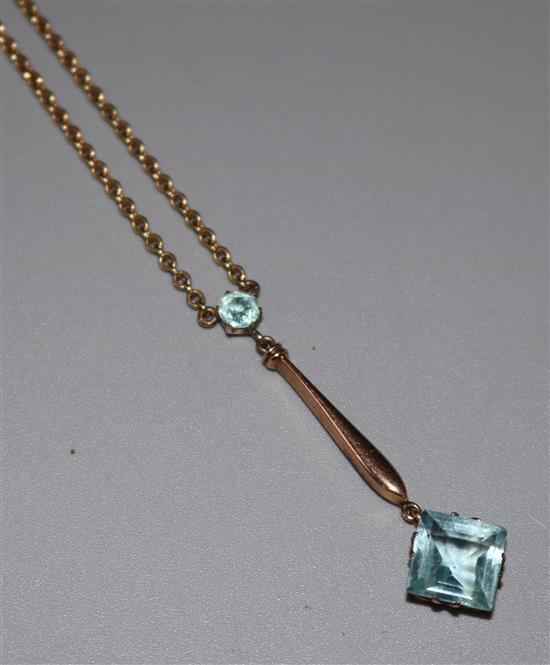 Aquamarine and gold drop pendant